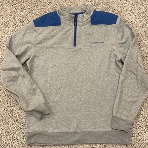 Vineyard Vines Gray and Blue Quarter-Zip Sweatshirt
